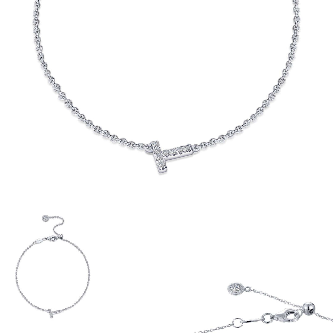 Lafonn Sterling Silver 7.5" C.Z Letter " T" Bracelet.