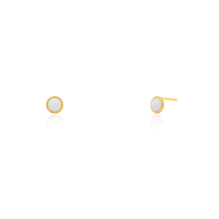 10KT Yellow Gold Bezel Set Opal Earrings.