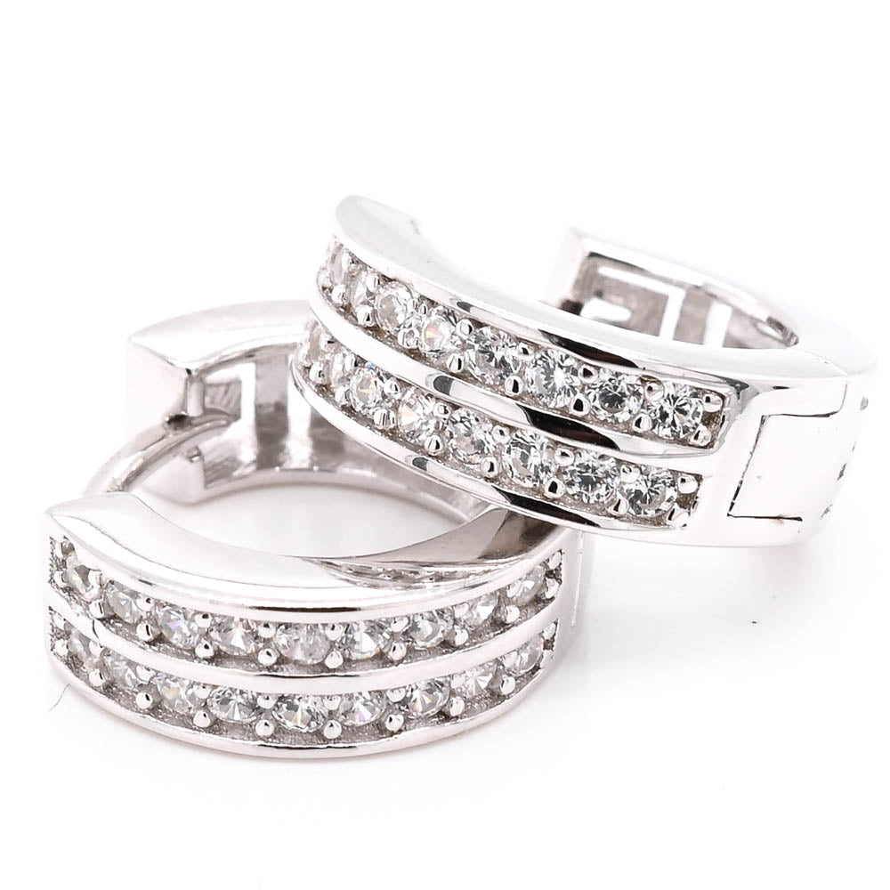 Sterling Silver C.Z 14mmHuggie Earrings.