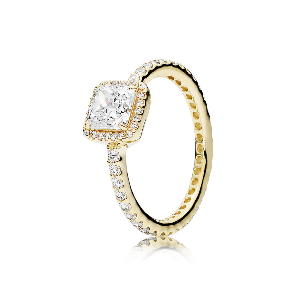 Square Sparkle Halo Ring