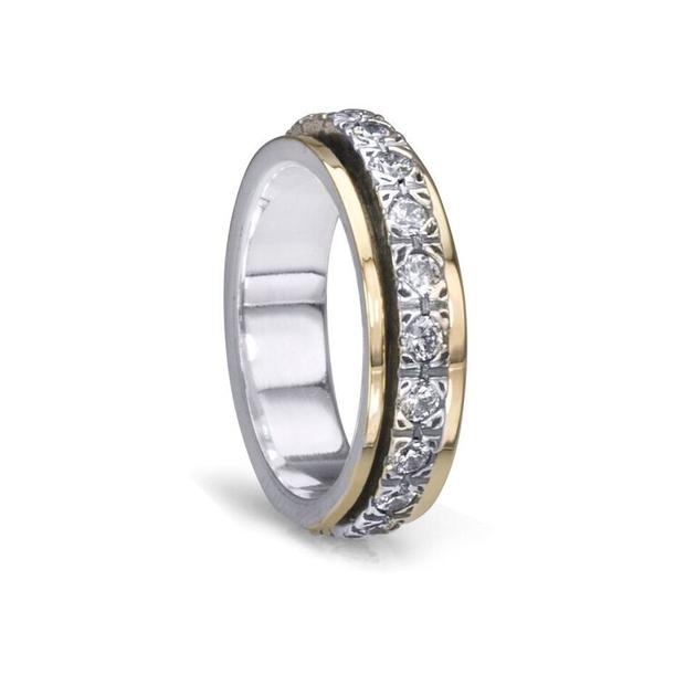Beloved, Meditation Ring, Sterling Silver, 9KT, C.Z. Size 8.