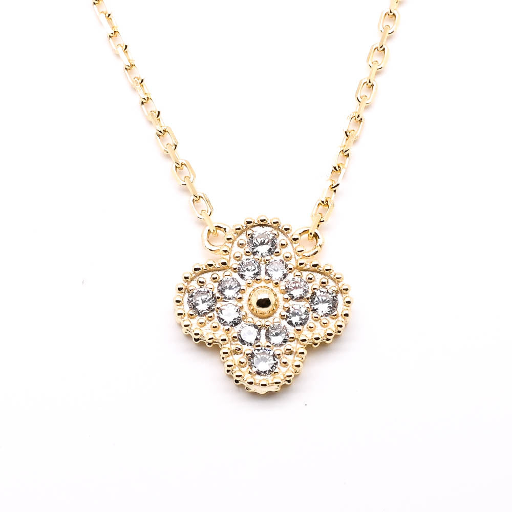 Sterling Silver 18" Single C.Z Clover Necklace.