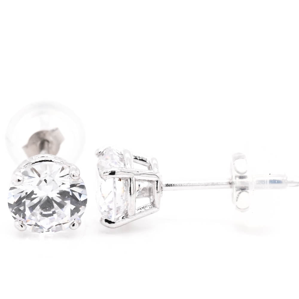 10KT White Gold 5mm C.Z Stud Earrings.