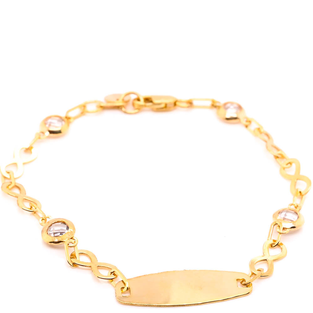 10KT Yellow Gold 6.5" Infinity ID C.Z Childrens Bracelet.