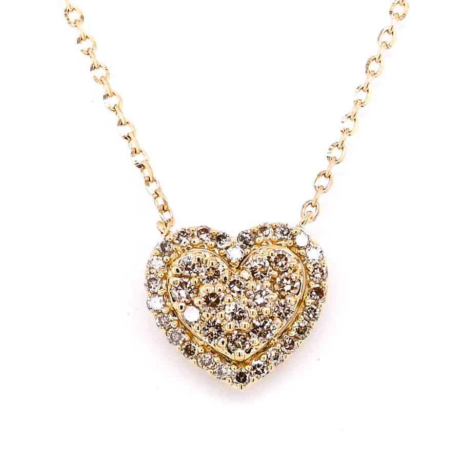 14KT Yellow Gold 18" 0.28CTW Diamond Heart Necklace