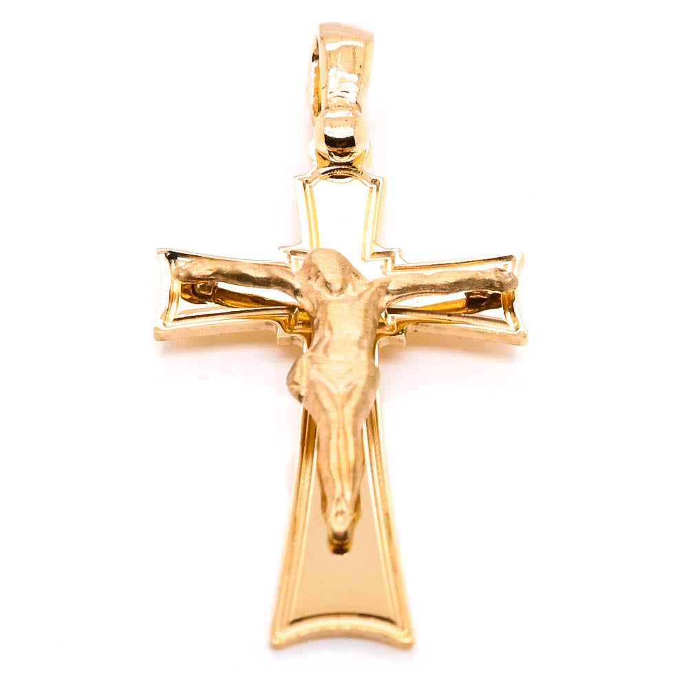 14KT Yellow Gold 31x14mm Crucifix Pendant.