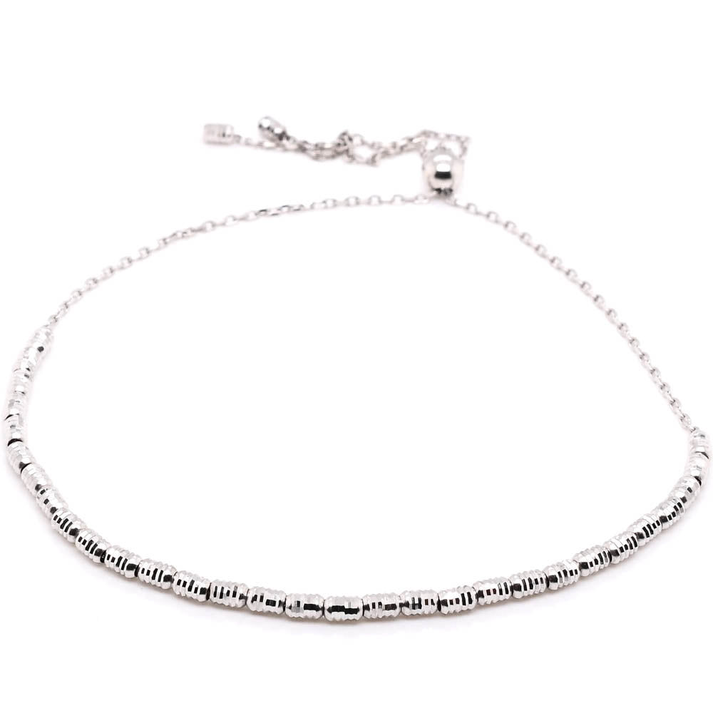 10Kt White Gold Adjustable Bolo Bracelet.