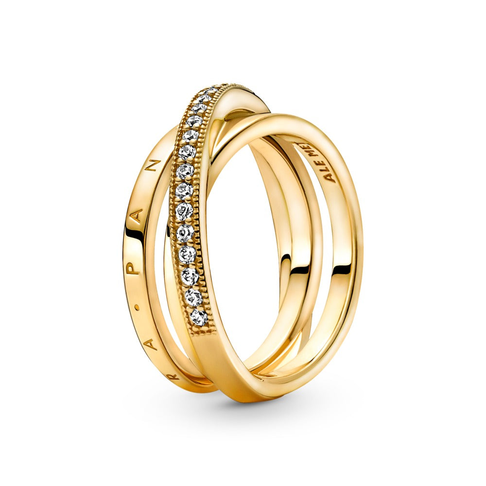 Crossover Pave Triple Band Ring