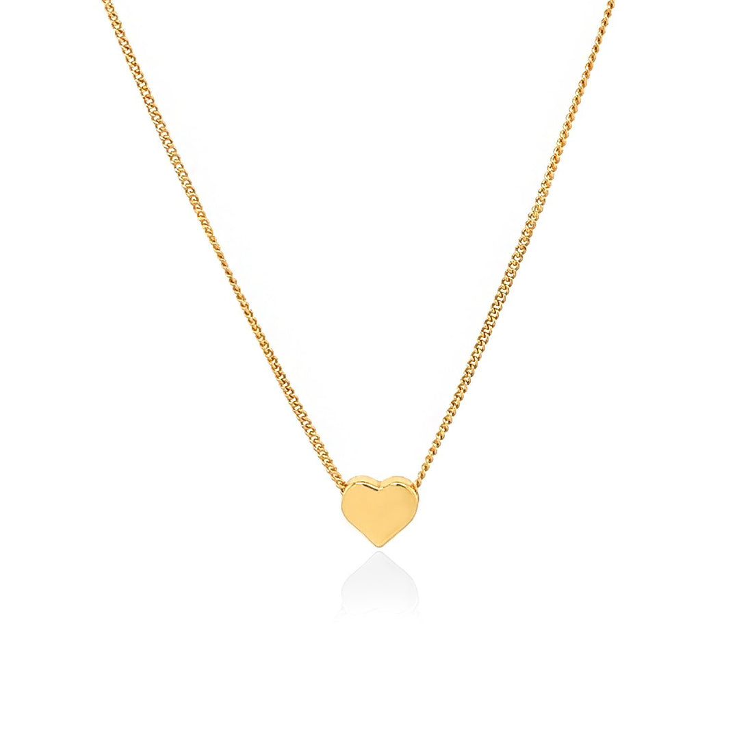 Sterling Silver Gold Vermeil 18" Heart Charm Necklace.