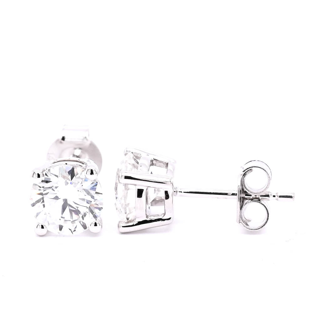 14KT White Gold 2.00CTW VS E-F Colour Round Brilliant LAB GROWN Diamond Stud Earrings.