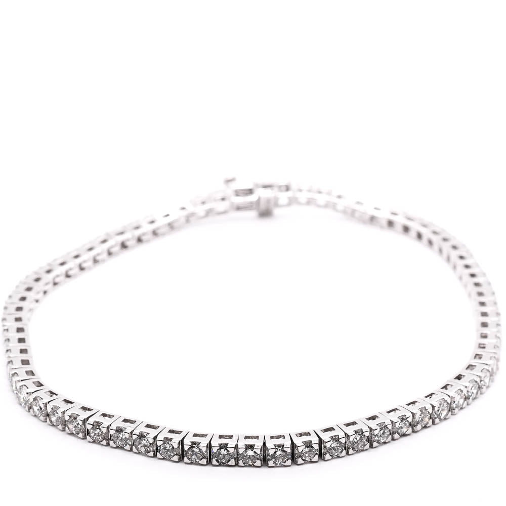 14KT White Gold 7.75" 3.89CTW LAB GROWN Diamond Tennis Bracelet.