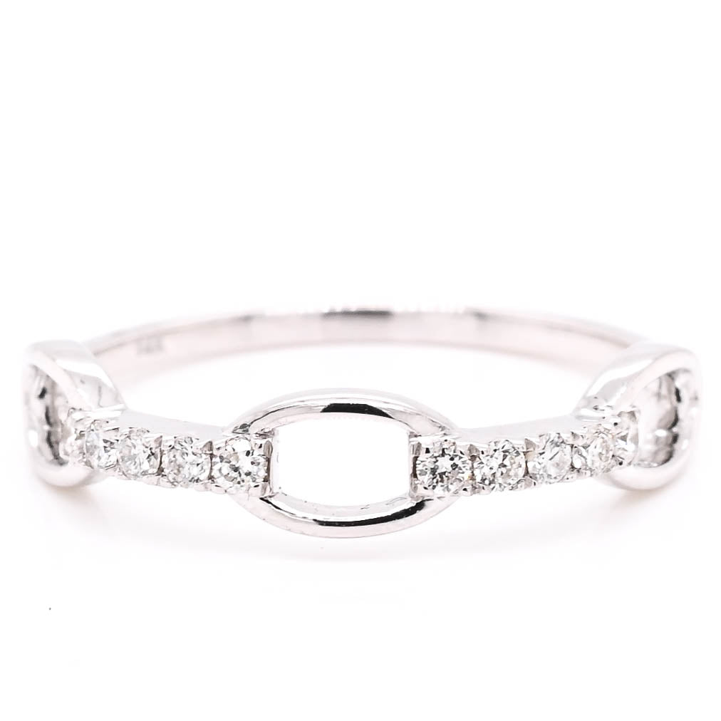14KT White Gold 0.13CTW Diamond Link Ring.