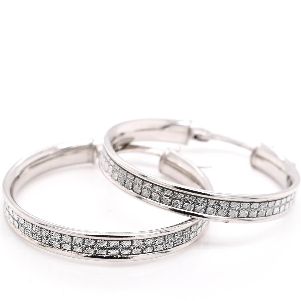 Sterling Silver 20mm C.Z Hoop Earrings.