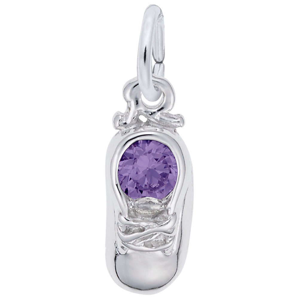 Rembrandt Sterling Silver Baby Boot- February Synthetic Stone.