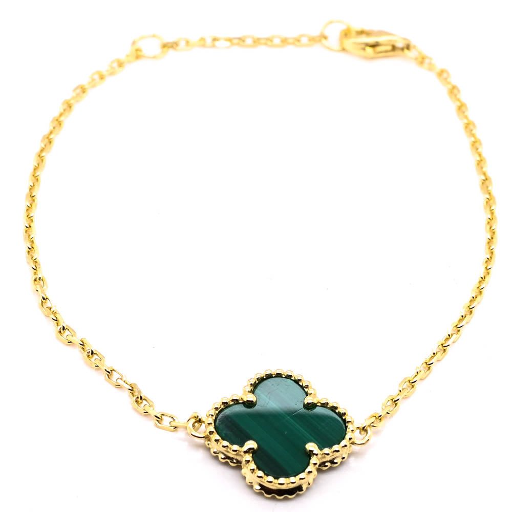 Sterling Silver 8" Malachite Bracelet.
