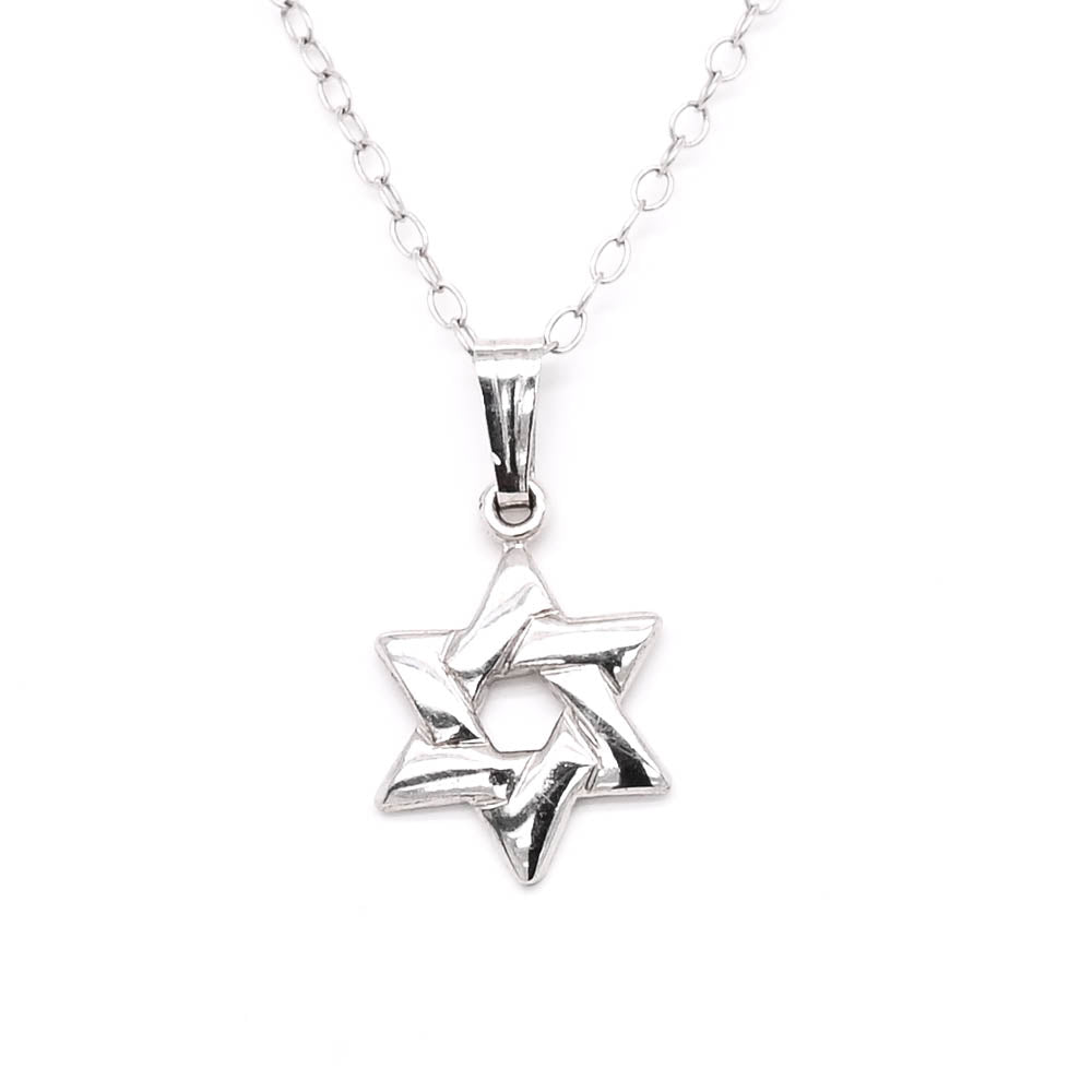 Sterling Silver 14" Star of David Childrens Necklace.