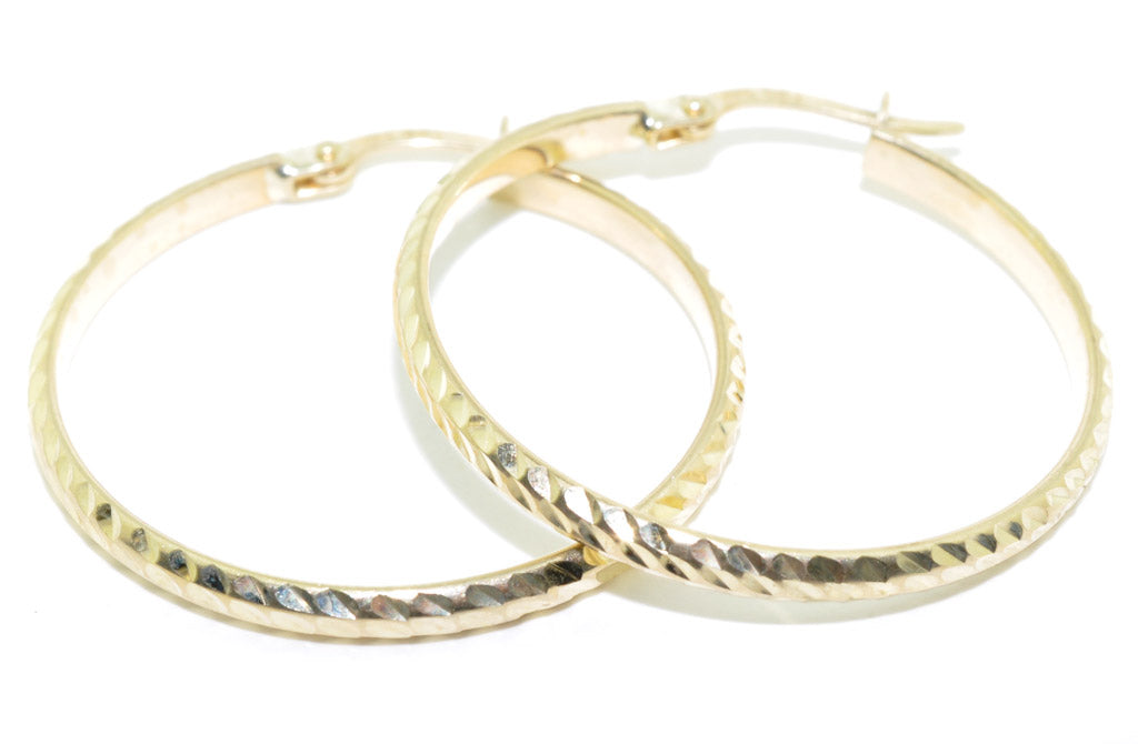 10KT Yellow Gold 25MM Hoop Earrings.