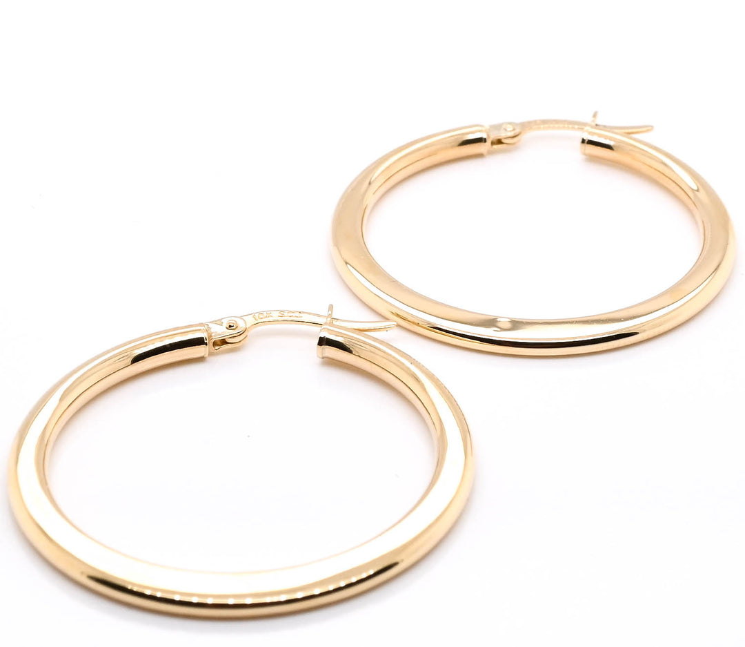 10KT Yellow Gold Large Hoop Earrings.