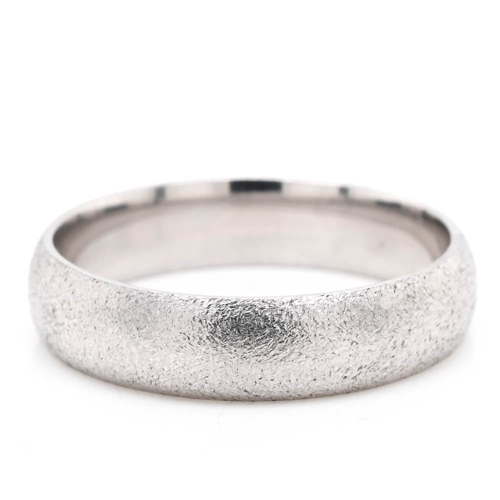 10KT White Gold Satin Finish 5mm Wedding Band.
