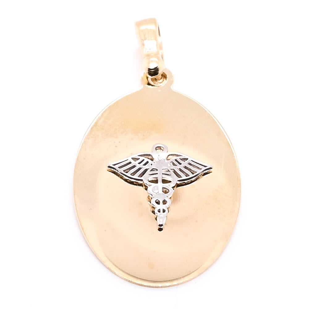10KT Yellow Gold Oval Shape Medical alert Pendant.