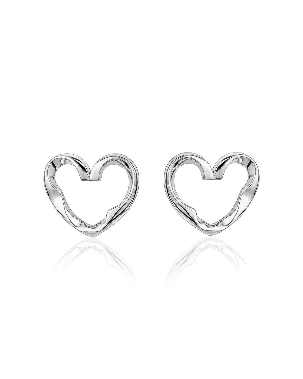 Larus Sterling Silver Heart Stud Earrings.