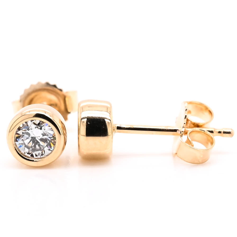 LUJO 10KT Yellow Gold 0.30CTW Round Brilliant LAB Created Diamond Stud Earrings.
