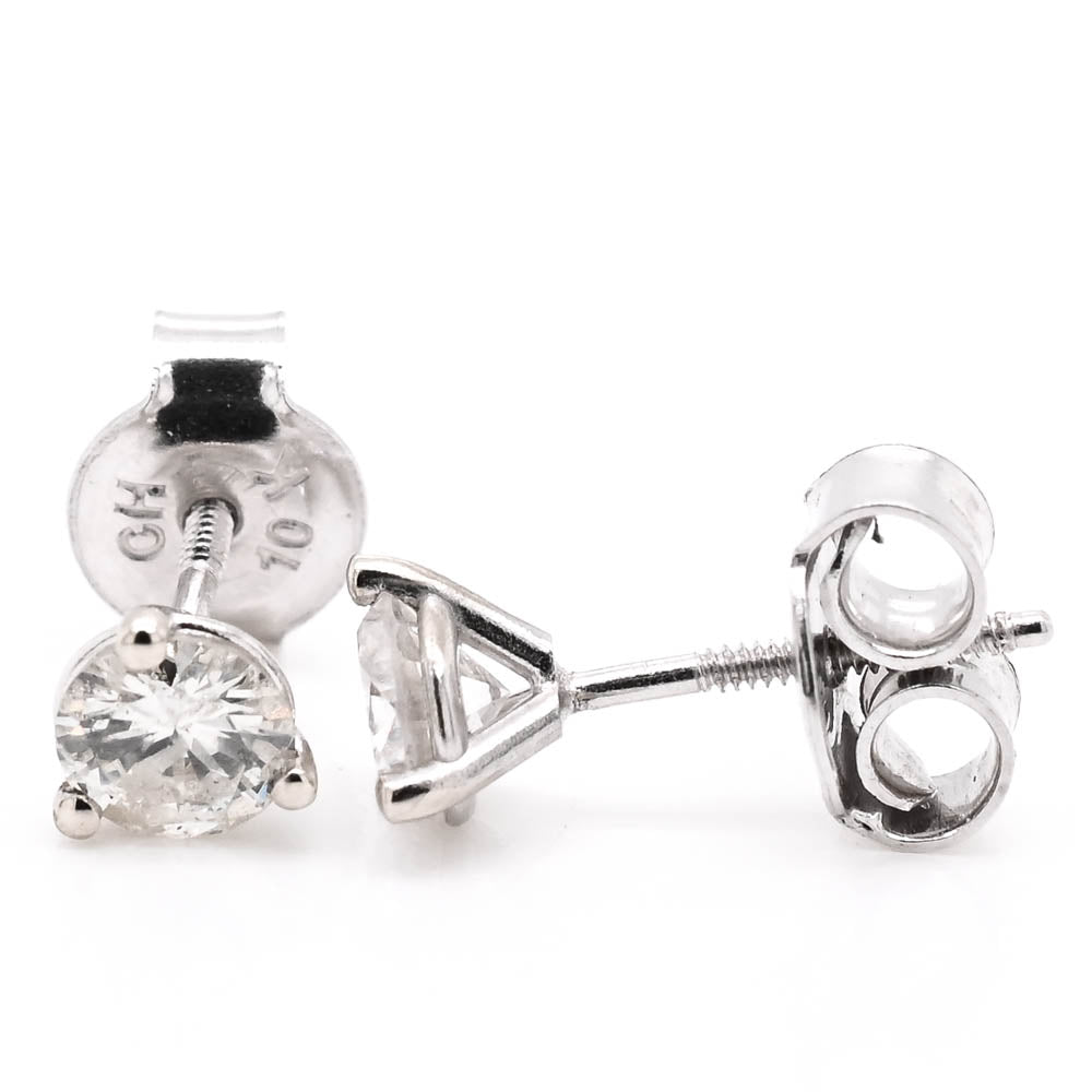 10KT White Gold 0.32CTW Round Brilliant Diamond Stud Earrings.