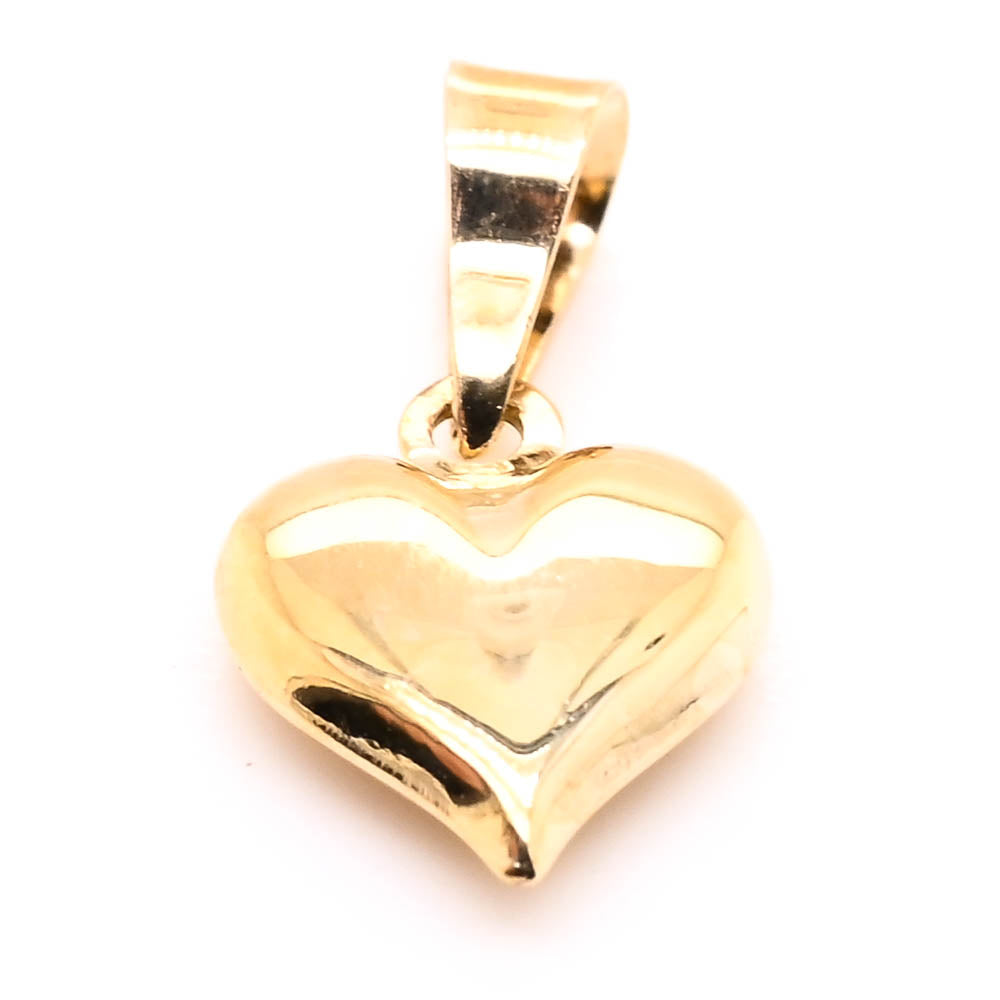10KT Yellow Gold 15x9mm Polished puff Heart Pendant