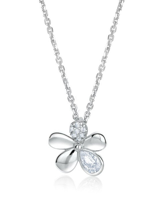 Larus Sterling Silver 18" C.Z Flower Necklace.