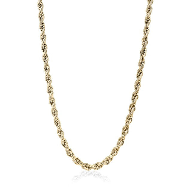 Italgem Steel 22" 6mm Gold IP Plated Rope Chain.