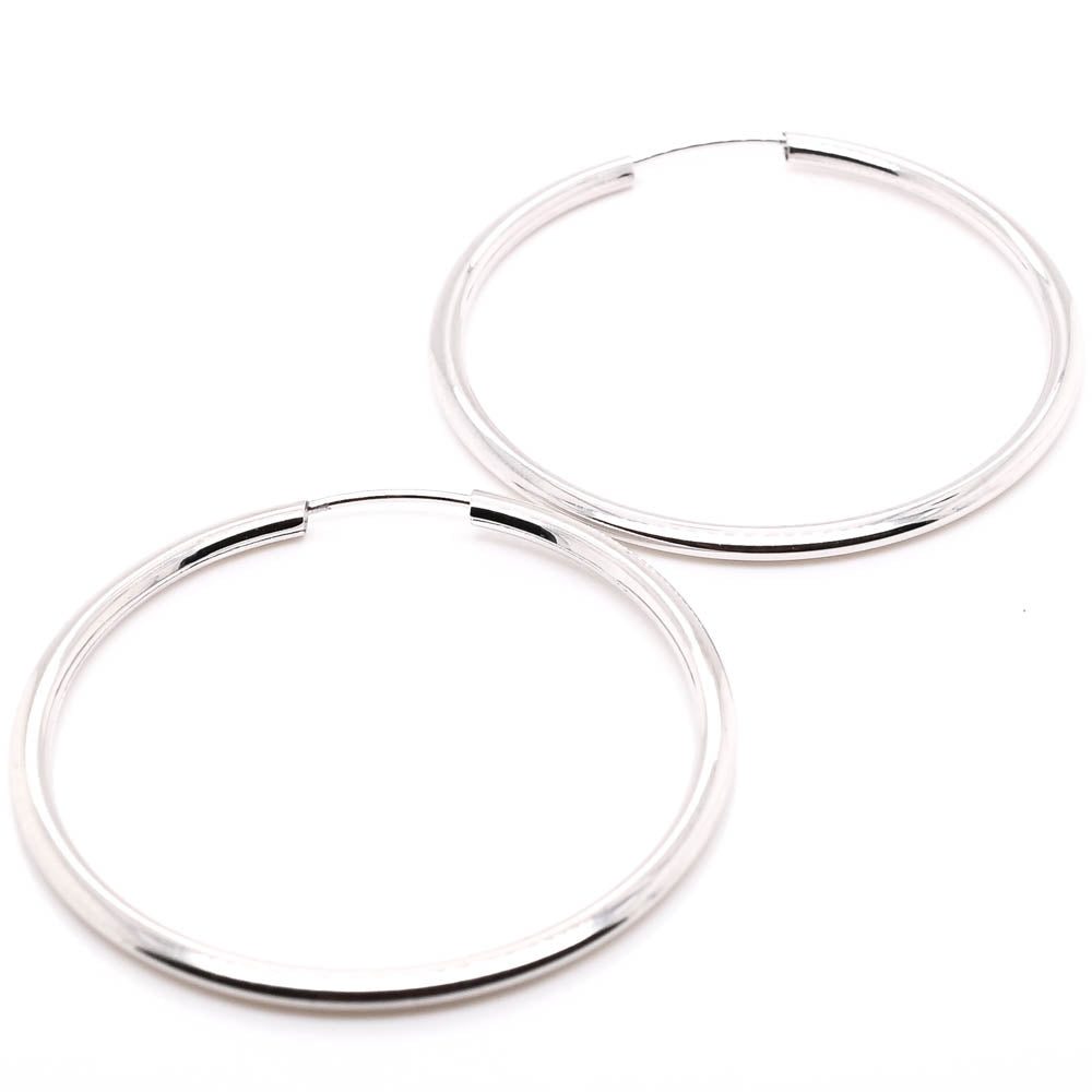 10KT White Gold 28mm Hoop Earrings.