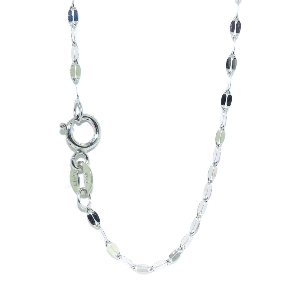10KT White Gold 18" Mirror Link Chain.