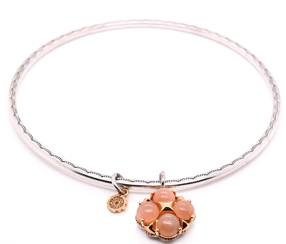 Tacori Sterling Silver 18KT Rose Gold Moon stone Bangle.
