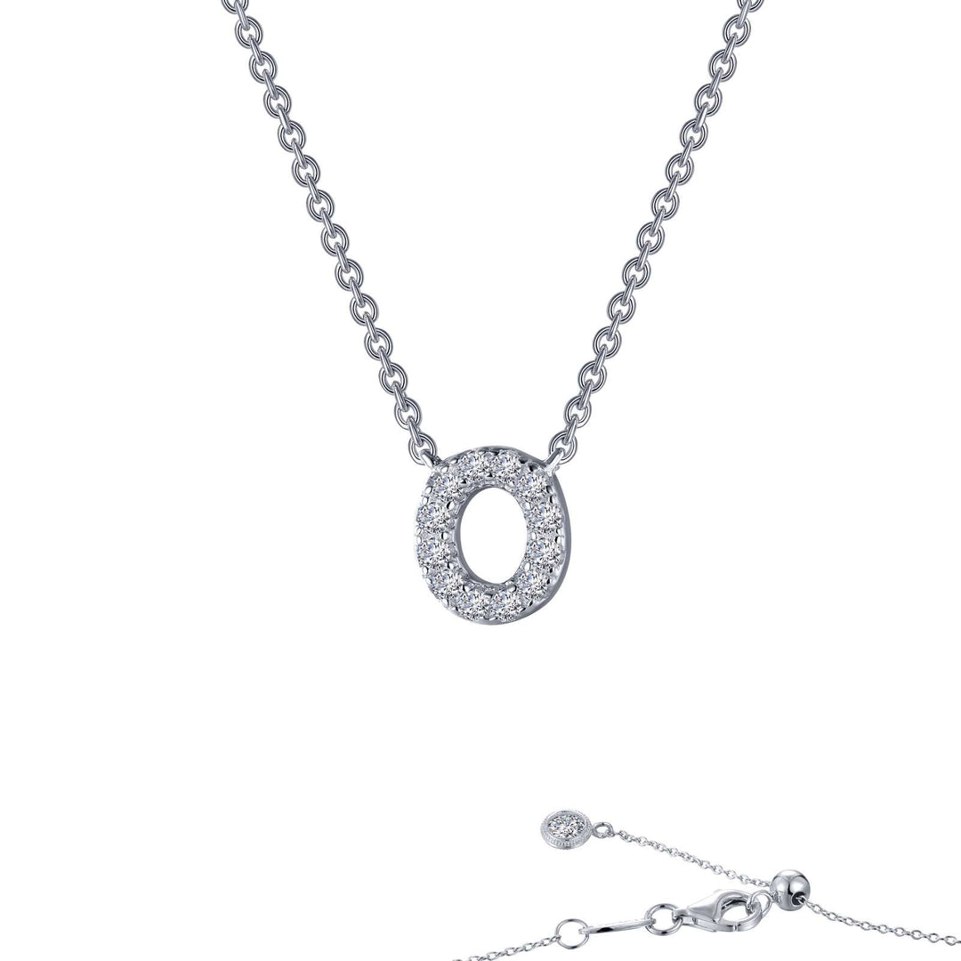 LAfonn Sterling silver C.Z Letter O Initial Necklace.
