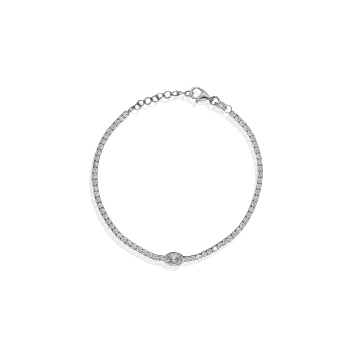 Sterling Silver 7.5" C.Z Bracelet.