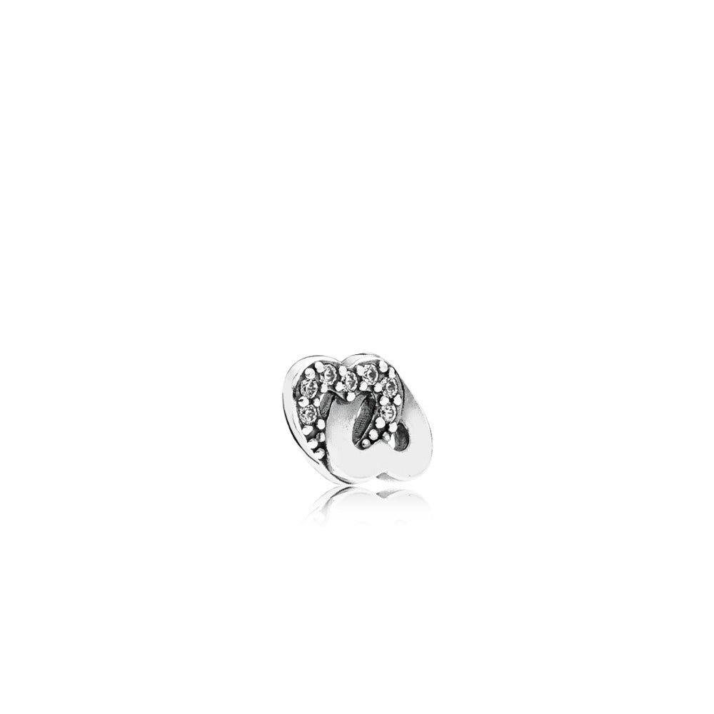 Interlocked hearts silver petite element with clear cubic zirconia