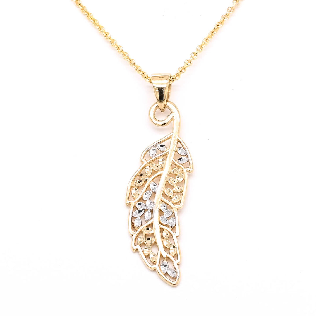 10KT Yellow Gold 18" Leaf Necklace.
