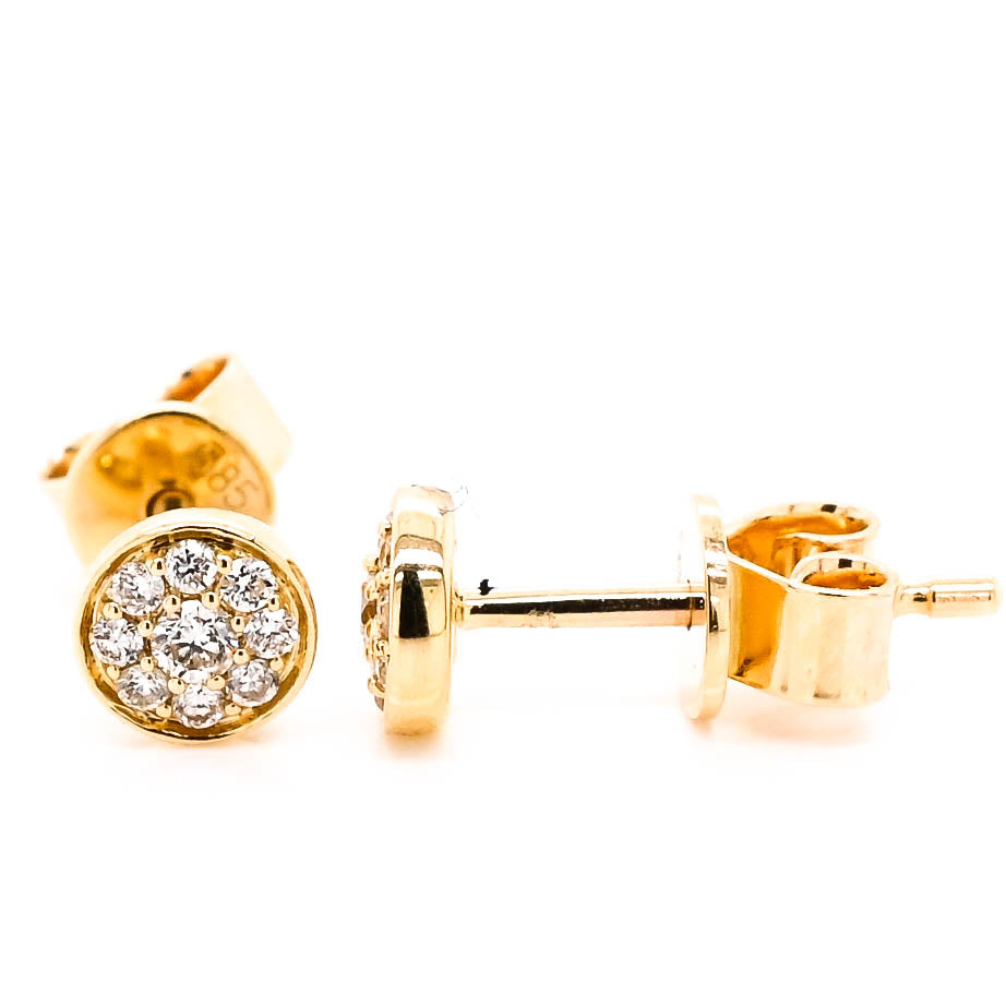 14KT Yellow Gold 0.13CTW Stud Style Backing Diamond Earrings
