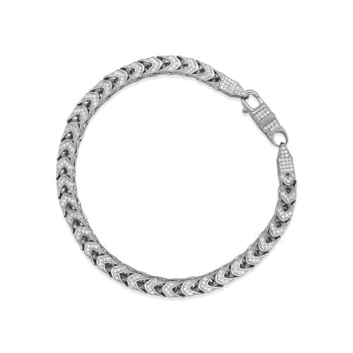 Sterling Silver 9" 5.5mm CZ Pave Franco Tennis Bracelet.