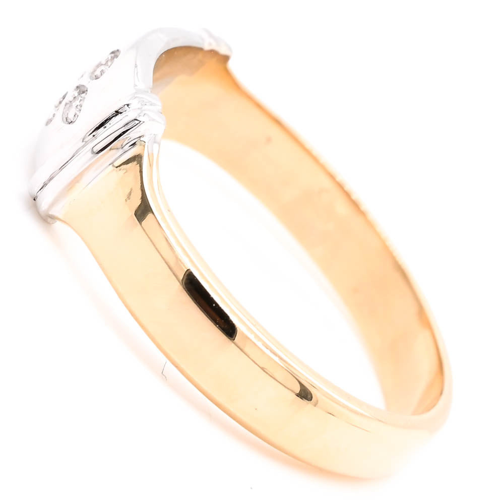 14KT Yellow & White Gold 0.06CTW Diamond Mens Ring.