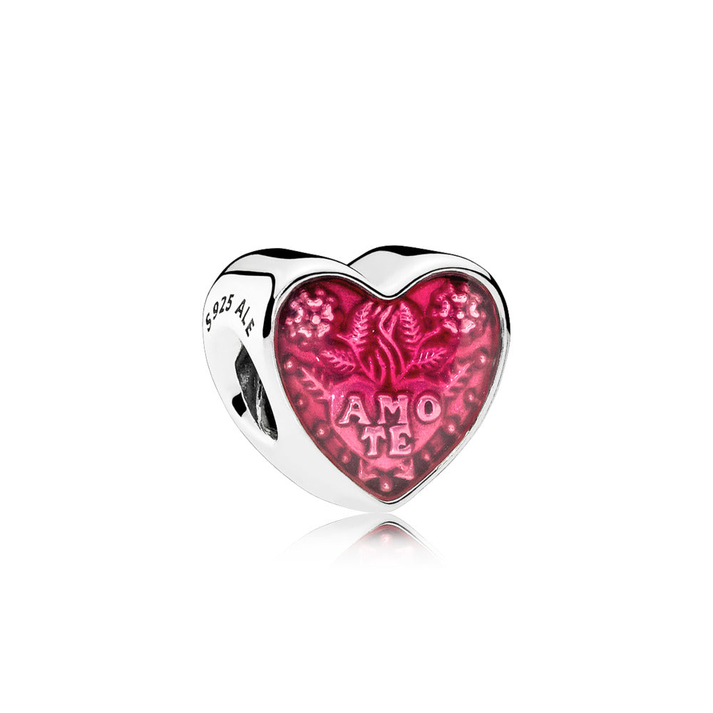 Latin Love Heart, Transparent Cerise Enamel