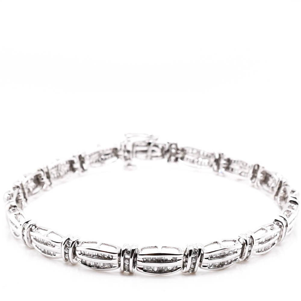 14KT White Gold 7.25" 1.50CTW Diamond Link Tennis Bracelet