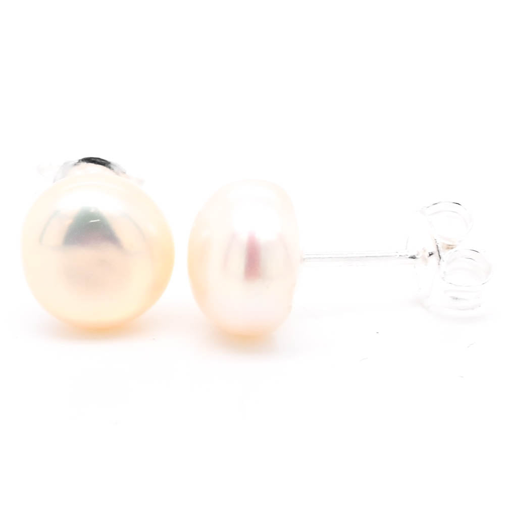 Sterling Silver 8mm Freshwater Pearl stud Earrings,