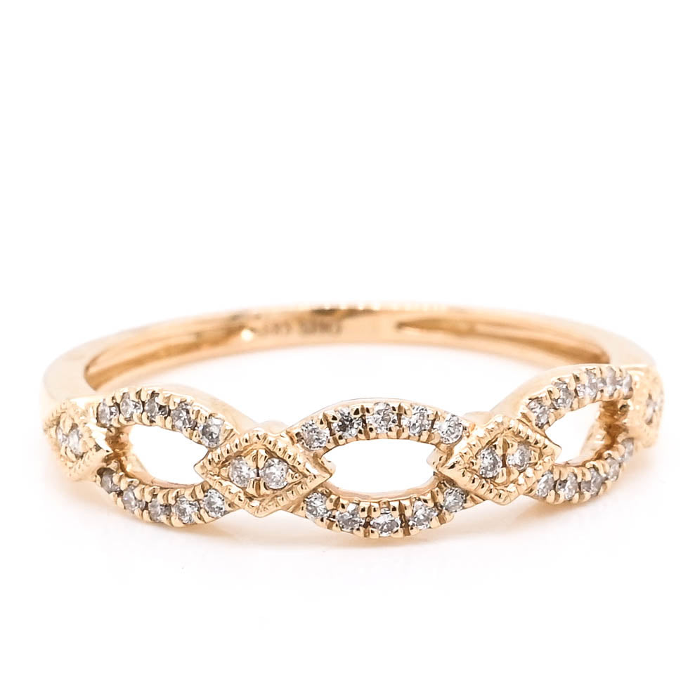 14KT Yellow Gold 0.13CTW Diamond Infinity Ring.