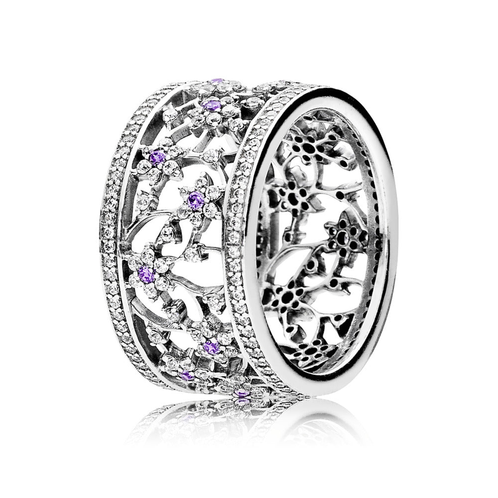 Forget Me Not, Purple & Clear CZ