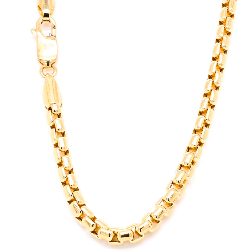 14KT Yellow Gold 24" 4.5mm Hollow Box Chain.