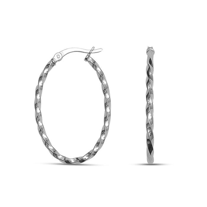 Sterling silver 34x22mm Oval Twisted Hoops.