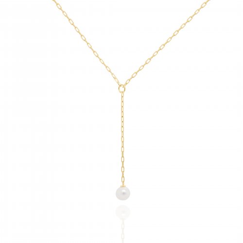 Sterling Silver Gold Vermeil 18" Pearl Drop Necklace