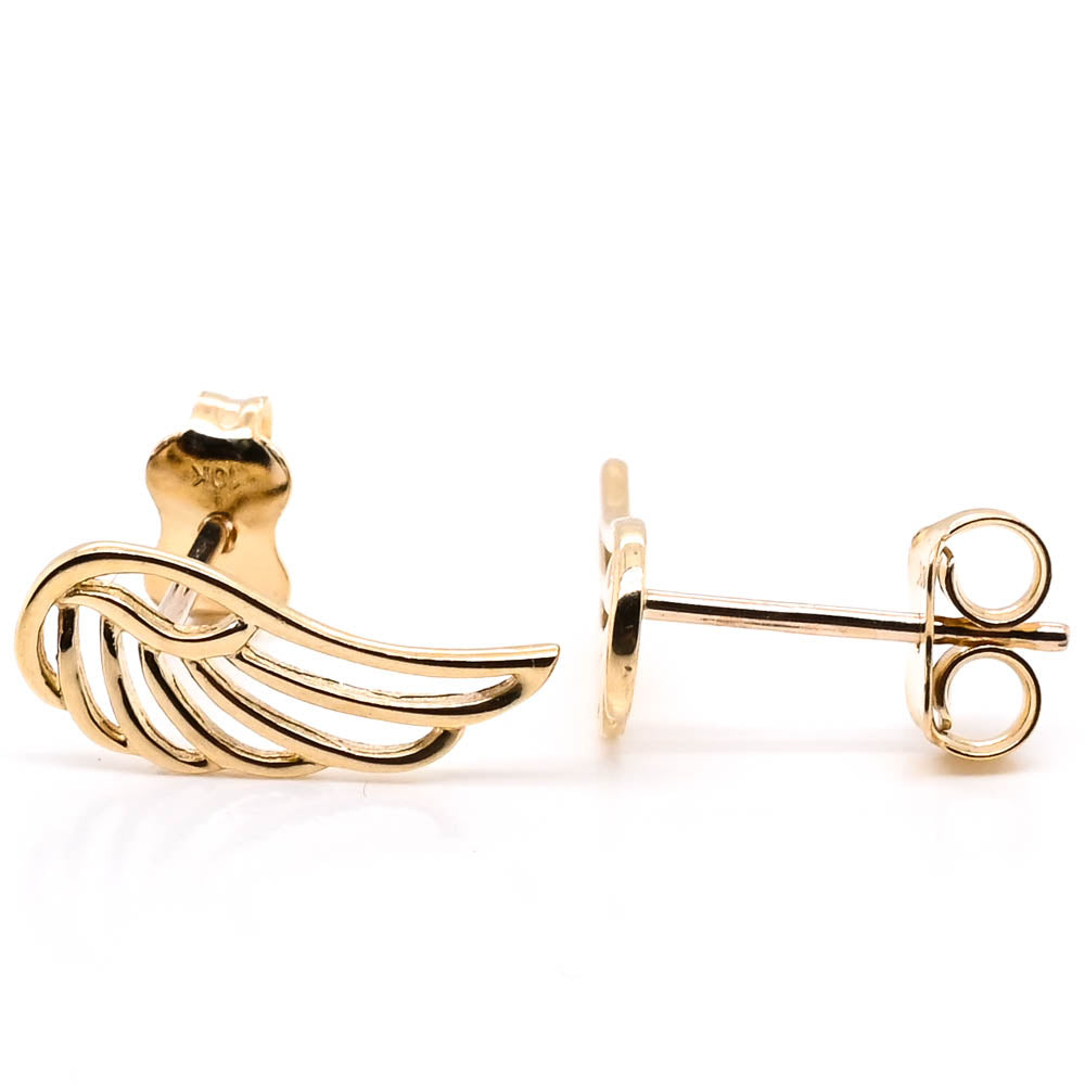 10KT Yellow Gold Feather Stud Earrings.