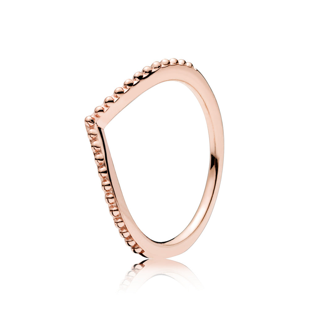 Beaded Wishbone Ring